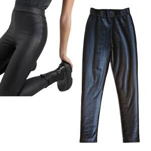 Topshop Crocodile Effect Faux Leather Black Leggings Modern Soft Made in the UK